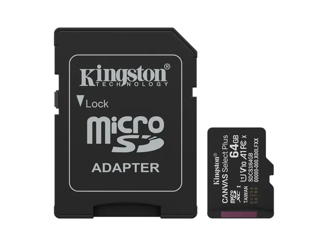 64GB microSDXC Canvas Select Plus Gen3 100MB/s A1 kaart + adapter
