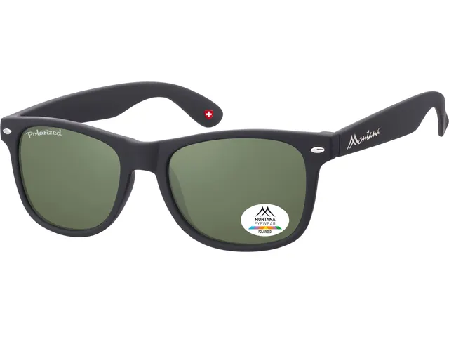 Zonnebril Montana met groen G15 gepolariseerd glas zwart