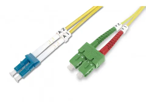 Glasvezel patchkabel, duplex, SC (APC) naar LC (PC) SM OS2 09/125 µ,