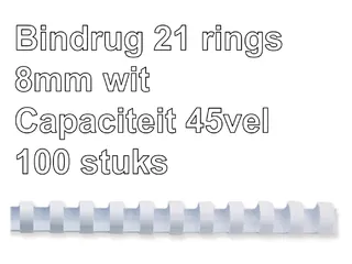 Bindrug Fellowes 8mm A4 Wit 21-rings - 1