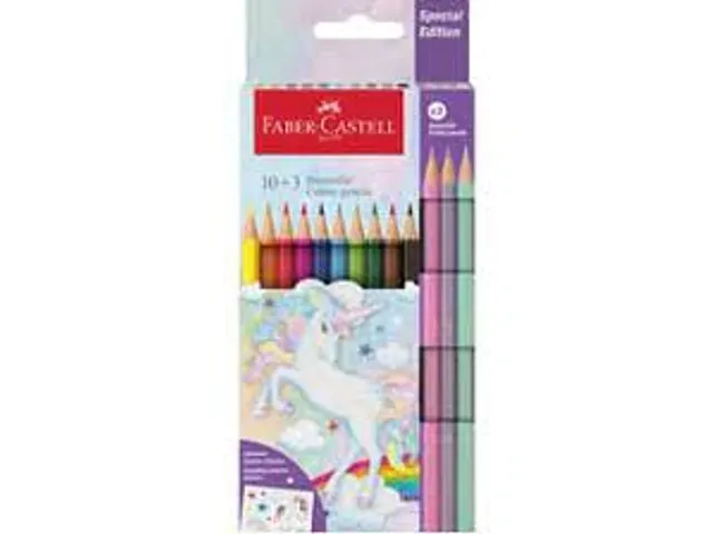 Crayon de couleur Faber-Castell Licorne Hexagonal 10 couleurs + 3 past