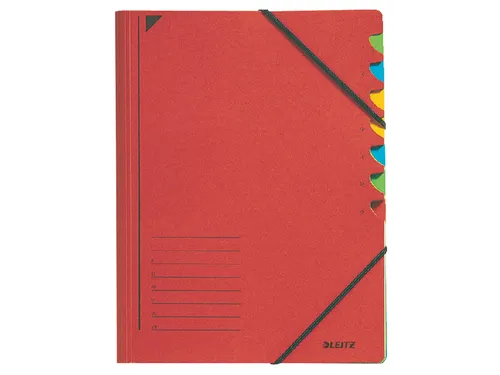 Sorteermap Leitz 3907 A4 7 Vaks Rood karton
