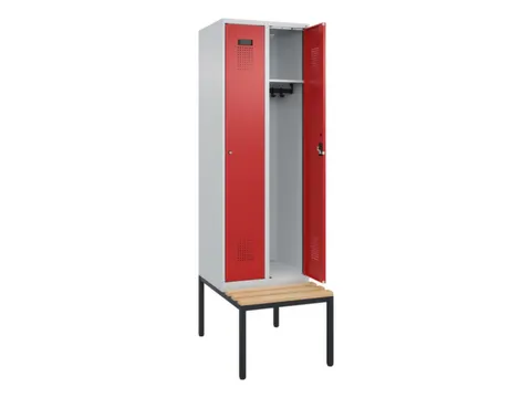 locker met bank,HxBxD 2120x600x815mm,2vak,vak B 300mm,cilinderslot