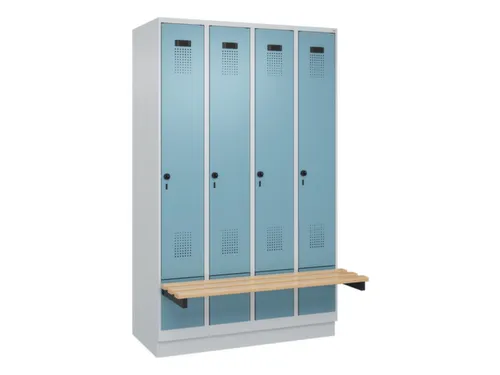 locker met bank,HxBxD 1950x1200x815mm,4vak,vak B 300mm,draaigrendel