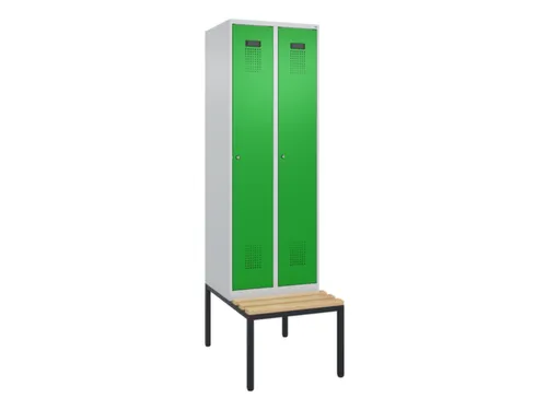 locker met bank,HxBxD 2120x600x815mm,2vak,vak B 300mm,cilinderslot