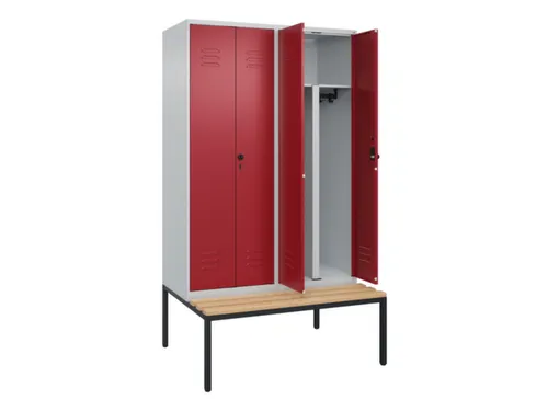 PBM-locker met bank,HxBxD 2120x1200x815mm,4vak,vak B 300mm