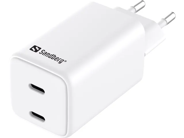 Sandberg AC Charger Dual USB-C PD65W EU Wit