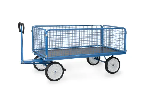 Handtrekwagen 6436v 1250kg 2000x1000mm Massief Rubber Draadgaas Wanden