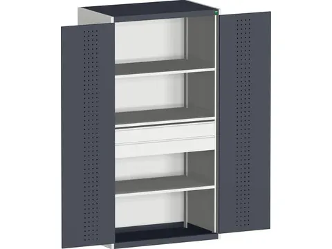 systeemkast 2000x1300x650mm 3xStalen bodem 2laden Ral7035 Ral7016