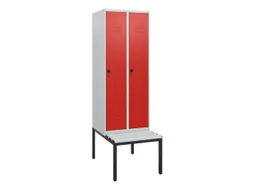 locker met bank,HxBxD 1950x600x815mm,2vak,vak B 300mm,draaigrendel