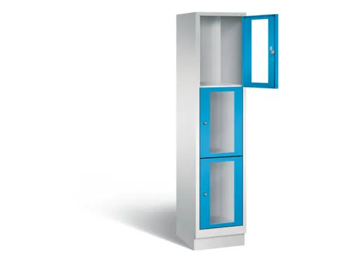 Lockerkast 1800x420x500mm 1x3 vakken Cilinderslot, Sokkel, RAL5012