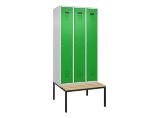 locker met bank,HxBxD 2120x900x815mm,3vak,vak B 300mm,cilinderslot - 2