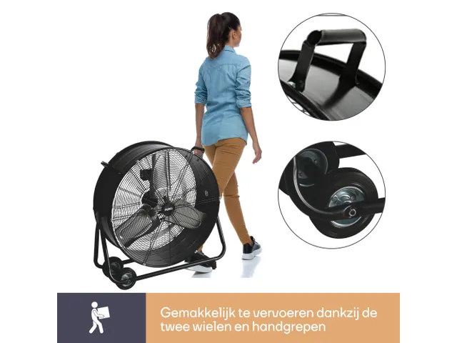 Vloerventilator Drum Metaal Ø 60cm Zwart
