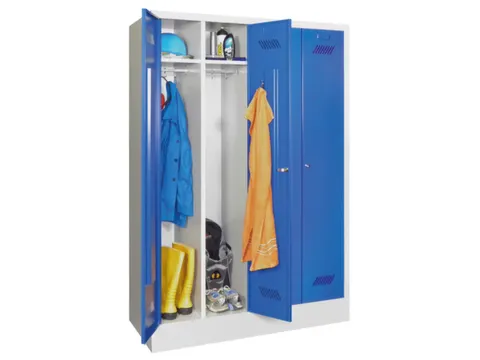 garderobekast,HxBxD 1850x1170x500mm,4vak,RAL7035,front RAL5012