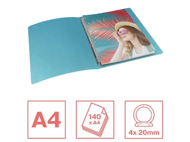 Colour'Breeze ringmap, 4 ringen, PP, ft A4, met soepele kaft blauw