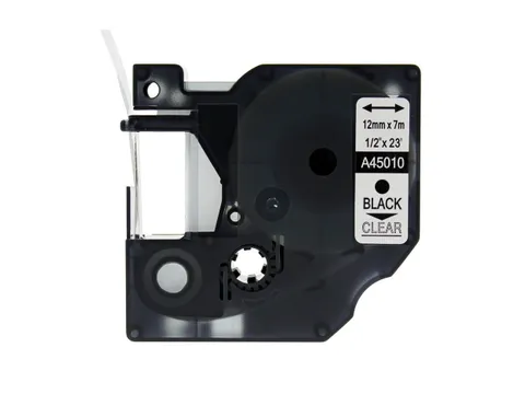 Labeltape Dymo Compatible 45010 D1 12mmx7m Zwart Op Transparant