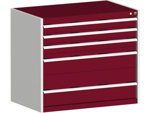 ladekast HxBxD 900x1050x650mm 5 laden romp Ral7035 front Ral3004 staal