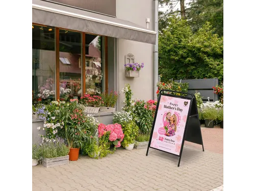 Stoepbord A-Board Elegant Staal Zwart 50x70cm