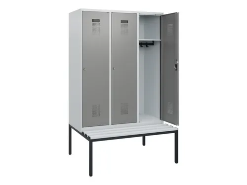 locker met bank,HxBxD 1950x1200x815mm,3vak,vak B 400mm,cilinderslot