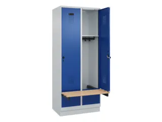 locker met bank,HxBxD 1950x800x815mm,2vak,vak B 400mm,draaigrendel - 1