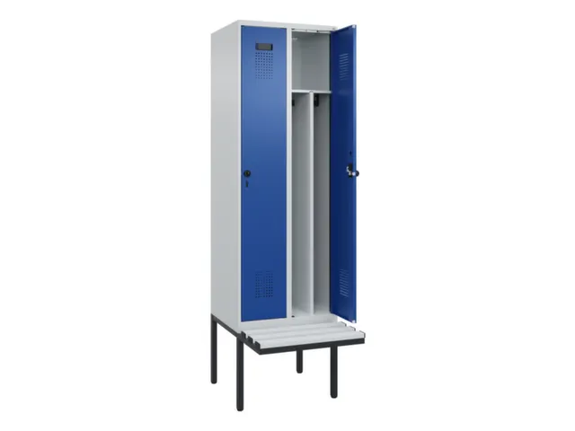 locker met bank,voor scheiding van kleding,HxBxD 2120x600x815mm,2vak