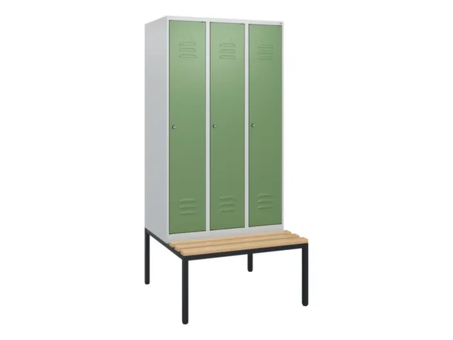 locker met bank,HxBxD 1950x900x815mm,3vak,vak B 300mm,cil.-slot