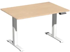 Elektrisch ihv bureau,HxBxD 730-1230x1200x800mm,blad beuken,T-voet wit