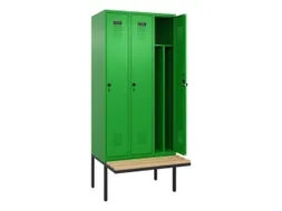 locker met bank,voor scheiding van kleding,HxBxD 2120x900x815mm,3vak