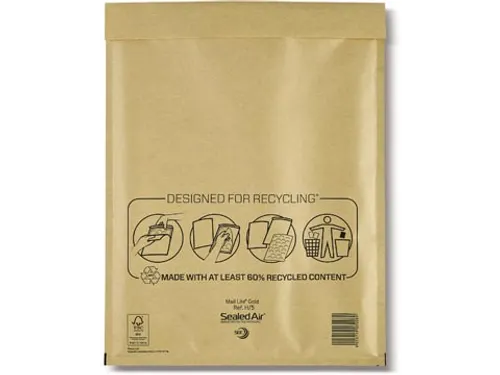 luchtkussenenveloppen, goud, H/5, 270 x 360 mm, doos van 50 stuks