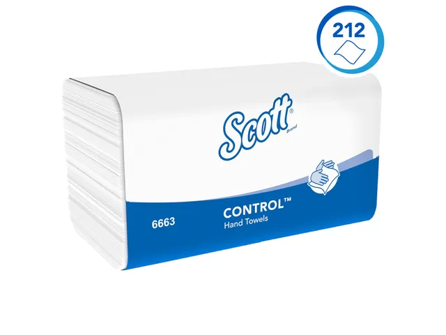 Handdoek Scott i-vouw 1-laags 21.5x31.5cm wit 15x212stuks 6663