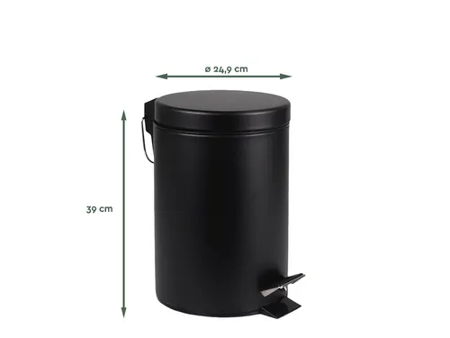Afvalbak BRASQ pedaalemmer 12 liter zwart rvs