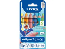 Kleurpotlood LYRA Groove Triple One extra dik set à 6 pastelkleuren