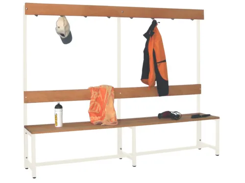 Omkleedbank LxB 2000x400mm Houten Latten Haken Enkelzijdig Ral9010