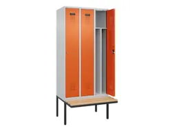 locker met bank,voor scheiding van kleding,HxBxD 2120x900x815mm,3vak