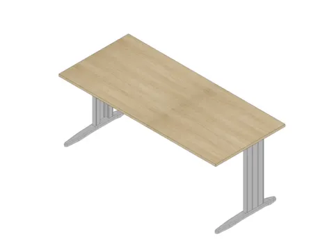 bureau,HxBxD 730x1800x800mm,blad eiken,C-voet aluminium