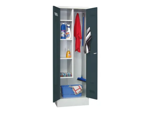 Schoonmaakkast HxBxD 1850x600x500mm Cilinderslot RAL7035 Front RAL7016