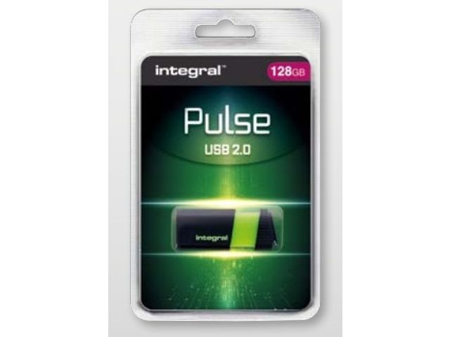 Pulse USB-stick 2.0 128GB, zwart/geel | USB-StickShop.nl