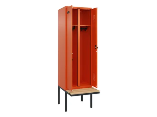 locker met bank,voor scheiding van kleding,HxBxD 2120x600x815mm,2vak