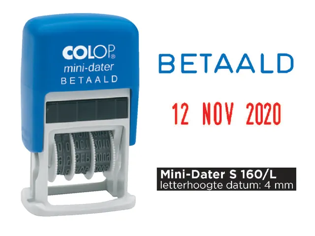 Woord-datumstempel Colop S160B betaald Rood Blauw