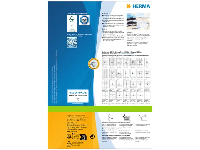 HERMA 4454 Premium etiketten A4 105x144mm Wit 400 stuks