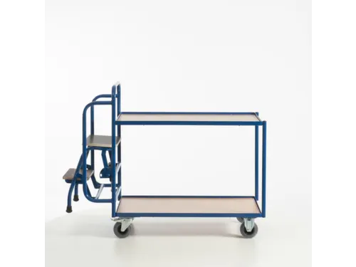 Orderverzamelwagen 990x590mm Totale H 1135mm 2 Etages Hout Ral5010