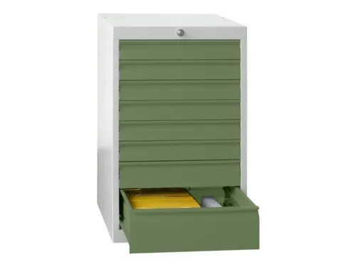 ladekast HxBxD 800x500x600mm 8laden slot RAL7035 front RAL6011