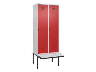 locker met bank,HxBxD 2120x800x815mm,2vak,vak B 400mm,draaigrendel - 2