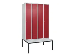 locker met bank,HxBxD 2120x1200x815mm,4vak,vak B 300mm,cil.-slot
