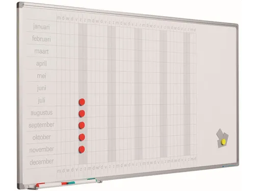 Magnetisch Planbord 60x120cm Softline profiel 8mm Jaar NL