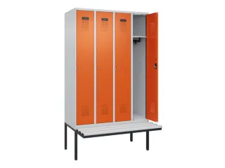 locker met bank,HxBxD 2120x1200x815mm,4vak,vak B 300mm,cilinderslot - 1