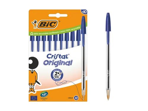 Balpen Bic Cristal M blister 10 stuks blauw