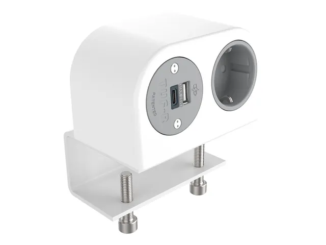 Desktop stekkerdoos Power Phase 1x Schuko + USB A en C 25W Wit