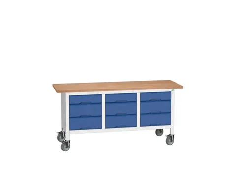 werkbank HxBxD 830x1750x600mm multiplexblad 9laden RAL7035