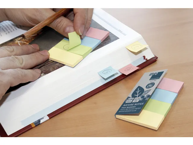Info Page Marker papier 20x50mm, 4 kleuren recycled 100 vel per kleur